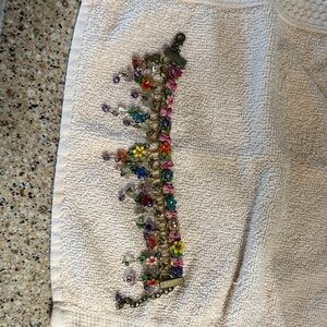 Vintage Michal Negrin Pink Multicolor Floral Charm Bracelet